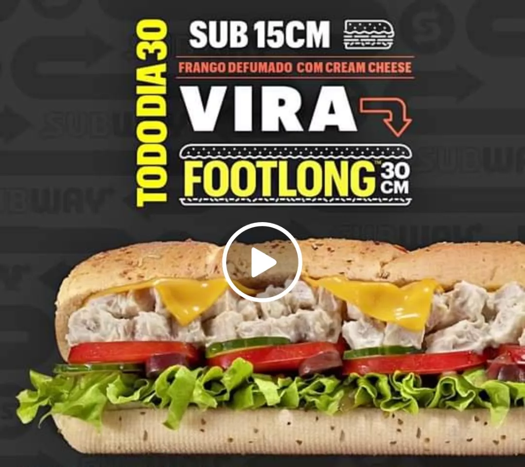 15cm Vira 30cm Sub Frango Defumado Com Cream Cheese - Subway Brasil